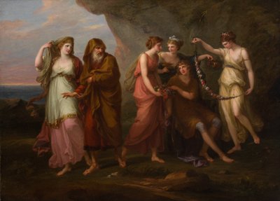 Telemachus ja Calypson nymfit, 1782. tekijältä Angelica Kauffman