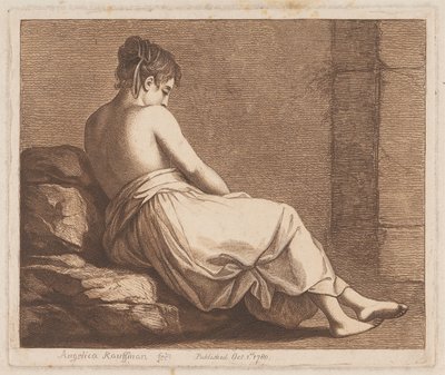 Kivillä istuva nainen tekijältä Angelica Kauffmann