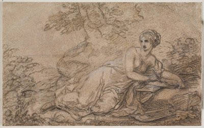 Naisrunoilija, mahdollisesti Sappho tekijältä Angelica Kauffmann