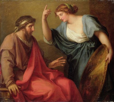 Egeria luovuttamassa Numa Pompiliukselle kilpensä, 1794 tekijältä Angelica Kauffmann