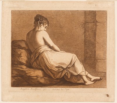 Makaava tyttö selästä nähtynä tekijältä Angelica Kauffmann