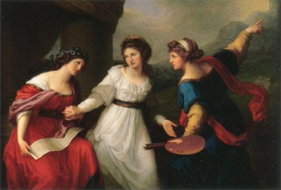 Omakuva Musiikin ja maalaustaiteen välillä epäröivä omakuva tekijältä Angelica Kauffmann