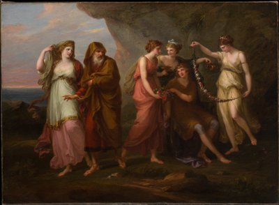 Telemakhos ja Kalypson nymfit tekijältä Angelica Kauffmann