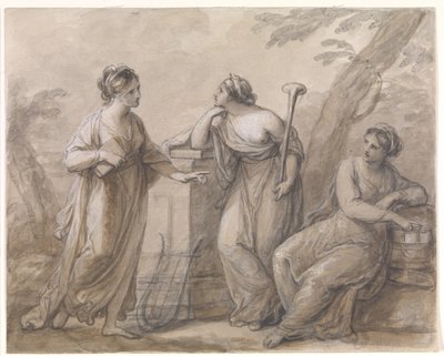 Kolme muusaa keskustelussa tekijältä Angelica Kauffmann