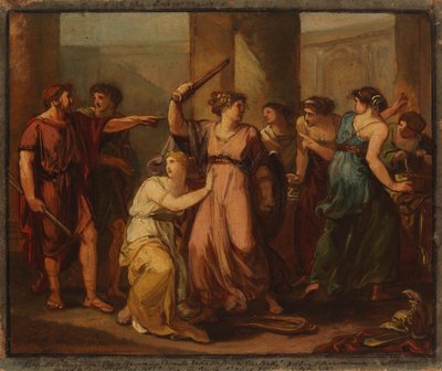 Odysseus löytää kuningas Lykomedeen tyttärien joukkoon piiloutuneen Akhilleuksen tekijältä Angelica Kauffmann