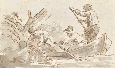 Kalastaja nostamassa verkkoa tekijältä Angelica Kauffmann