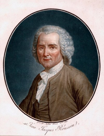 Jean Jacques Rousseaun (1712-1778) muotokuva - Jean-Jacques Rousseaun muotokuva - Kaiverrus Angelique Allais (s. Briceau) (aktiivinen 1700-luku), etsaus, akvarelli 1791 (24,5x21,5cm) - Bibliotheque de Geneve tekijältä Angelique (fl.1796 d.1827) Allais