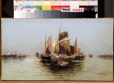 "Purjeveneet" Angelo Maria Costan (1670-1721) maalaus 1600-luvun valtion taidemuseo, Tula, Venäjä tekijältä Angelo Maria Costa