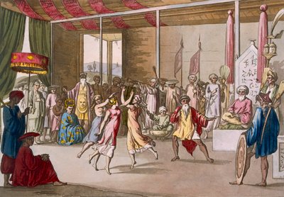 Cochinin kiinalainen draama, Costume dei..., 1820-30-luvut. tekijältä Angelo Monticelli