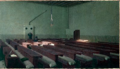 Joulu vanhusten hoitokodissa Pio Albergo Trivulzio Milanossa Angelo Morbellin (1853-1919) maalaus 1909 Mitat 99x173,5 cm Torino, Modernin taiteen galleria tekijältä Angelo Morbelli