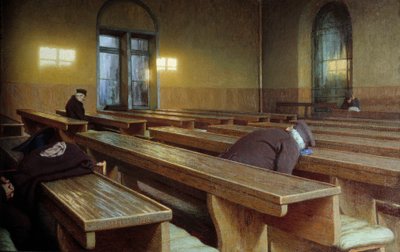 Juhlapäivä Trivulzion saattohoidossa Milanossa. Angelo Morbellin (1853-1919) maalaus tekijältä Angelo Morbelli