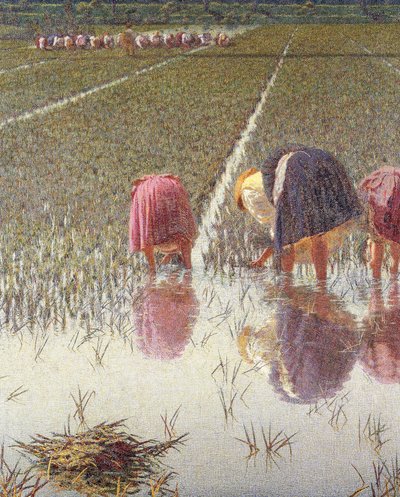 Kahdeksaankymmeneen penniin, Angelo Morbelli (1853-1919), Öljy kankaalle, 67,5x124,5 cm, Yksityiskohta tekijältä Angelo Morbelli