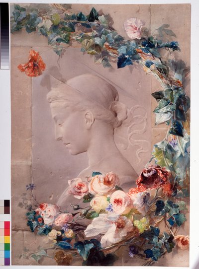 Angelo Rossin (1814-1871) Saint Cecilen akvarellin esitys 1859 Koko 81x55 cm Genes, Galleria d