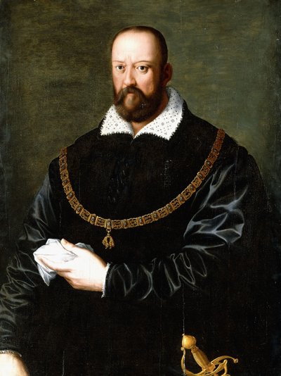 Cosimo de Medici I:n muotokuva, puolipitkä, yllään kultaisen fleecen ritarikunta tekijältä Angelo di Cosimo Allori