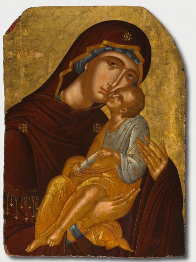 Jumalanäidin ja lapsen Kristuksen ikoni Neitsyt Eleousa, n. 1425-50. tekijältä Angelos Akotantos