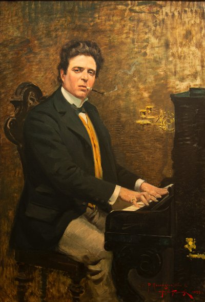 Muotokuva säveltäjä Pietro Mascagnista 1863-1945, 1899. tekijältä Angiolo Tommasi