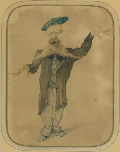 Karikatyyri Telemaco Signorinista palaamassa Pariisista, noin 1884 (tempera kartongille). tekijältä Angiolo Tricca