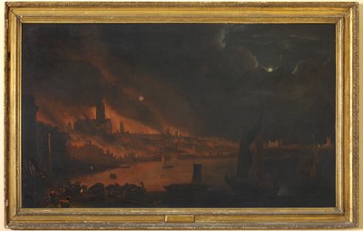Lontoon suuri palo, n. 1666-1700 (öljy kankaalle) tekijältä Anglo Dutch School