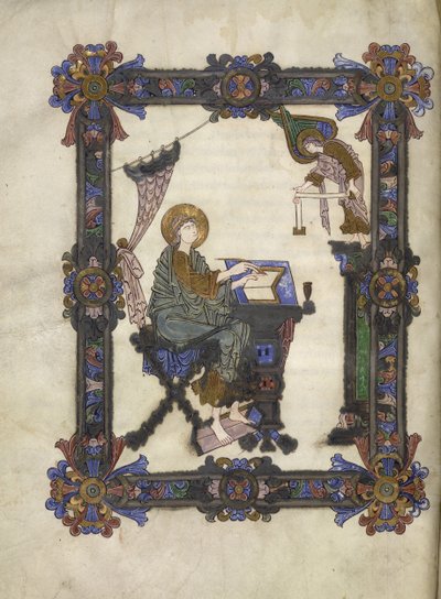 Lisää 34890 f.10v St. Matthew, Winchester School, c.1020 (vellum) tekijältä Anglo Saxon