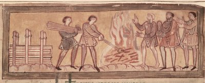 Cott Tib B V f.8 Lämmitys ja seppätyö, n. 1030 (vellum) tekijältä Anglo Saxon
