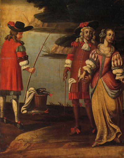 Nelikertainen kaksipuolinen näyttö, n. 1700 (maalattu kangas ja nahka) (3248382:n tiedot) tekijältä Anglo Flemish School