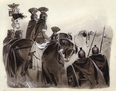 Brutus ja Cassius kuolleet (guassi paperille) tekijältä Angus McBride