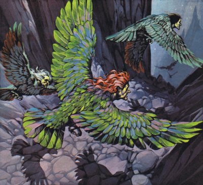 Harpies (värilitografia) tekijältä Angus McBride