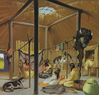 Mandan earth lodge (värilitro) tekijältä Angus McBride