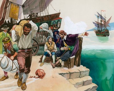 Merirosvot laskeutuvat satamaan tekijältä Angus McBride