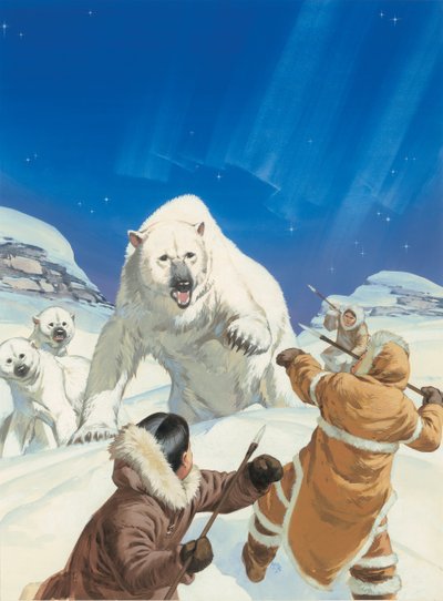 Jääkarhut ja eskimot (guassi paperille) tekijältä Angus McBride