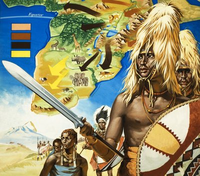 Masai-heimo Afrikassa tekijältä Angus McBride
