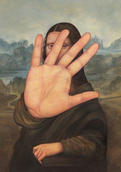 No Photos please!, 2022 (akryyli kuvituskartongille) tekijältä Anita Kunz