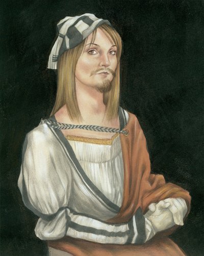 Self Portrait With Facial Hair, 2011 (akryylimaali kuvituskartongille) tekijältä Anita Kunz