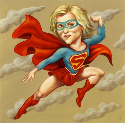 Supertyttö, 2005 (akryyli kuvituskartongille) tekijältä Anita Kunz