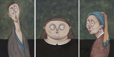 Women Chilling, 2017 (akryylimaali kuvituskartongille) tekijältä Anita Kunz