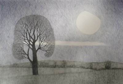 Helmikuun kuu, 2010 (värikynä paperille) tekijältä Anna Phillips