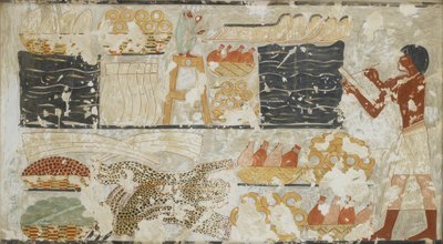 Kopio seinämaalauksesta, Rekhmiren yksityinen hauta 100, Thebes, 1900-luku tekijältä Anna