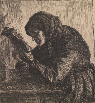 Tanskan kieli: Reading old woman tekijältä Anna Ancher