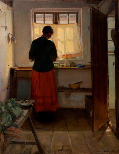 Kotiapulainen keittiössä tekijältä Anna Ancher