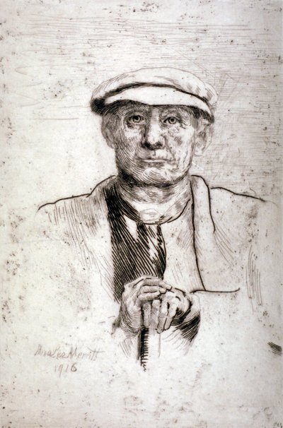 "Old Man in a Flat Cap", 1916. tekijältä Anna Lea Merritt