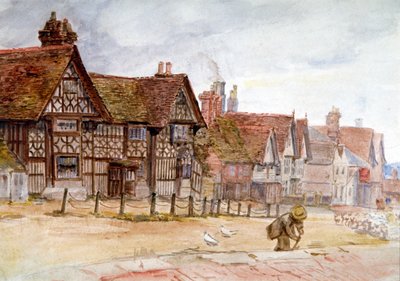 "Village Street with Tudor Houses", c1864-1930 tekijältä Anna Lea Merritt