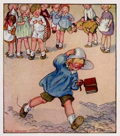 Lastenlaulu: Georgy Porgy, Pudding And Pie (väri litho) tekijältä Anne (after) Anderson