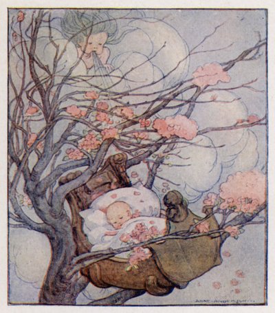 Lastenlaulu: Hush-A-Bye, Baby, On The Tree Top (väri litho) tekijältä Anne (after) Anderson