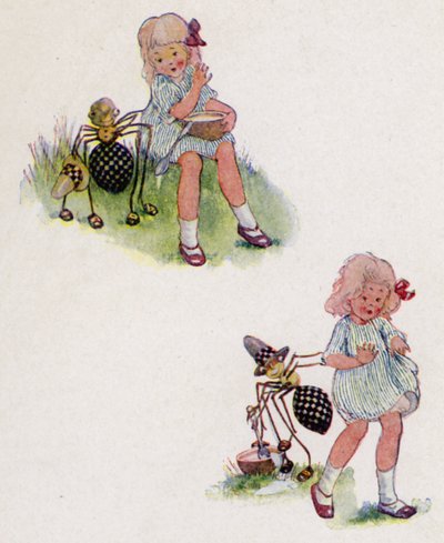 Lastenlaulu: Little Miss Muffet (väri litho) tekijältä Anne (after) Anderson