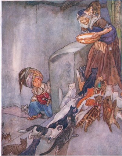 Maito perheelle, kirjasta The Big Book for Children (Herbert Strang), julkaisija Humphrey Milford, Oxford University Press, n. 1920 tekijältä Anne Anderson