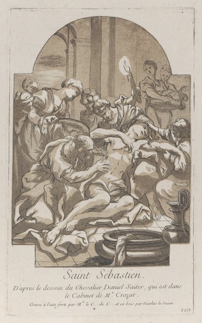 Pyhän Sebastianin marttyyrikuolema, n. 1729. tekijältä Anne Claude Philippe de Caylus