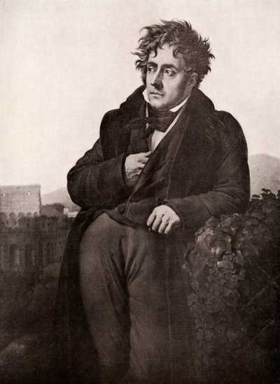 Francois-Rene, vicomte de Chateaubriand, ranskalainen kirjailija ja diplomaatti, 1800-luvun alku. tekijältä Anne Louis Girodet de Roussy Trioson