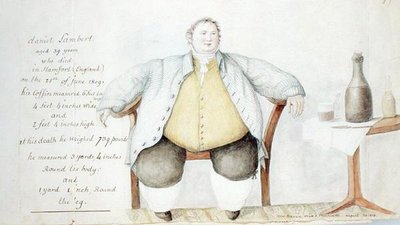 Daniel Lambert (1770-1809) 1813 (akvarelli ja grafiitti paperille) tekijältä Anne Marguerite Hyde de Neuville