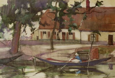 Vene kanavalla, ranskalainen kylä tekijältä Anne Redpath