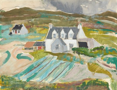 Mökit Clachanishissa, Skyessa (kynä ja vesiväri) tekijältä Anne Redpath